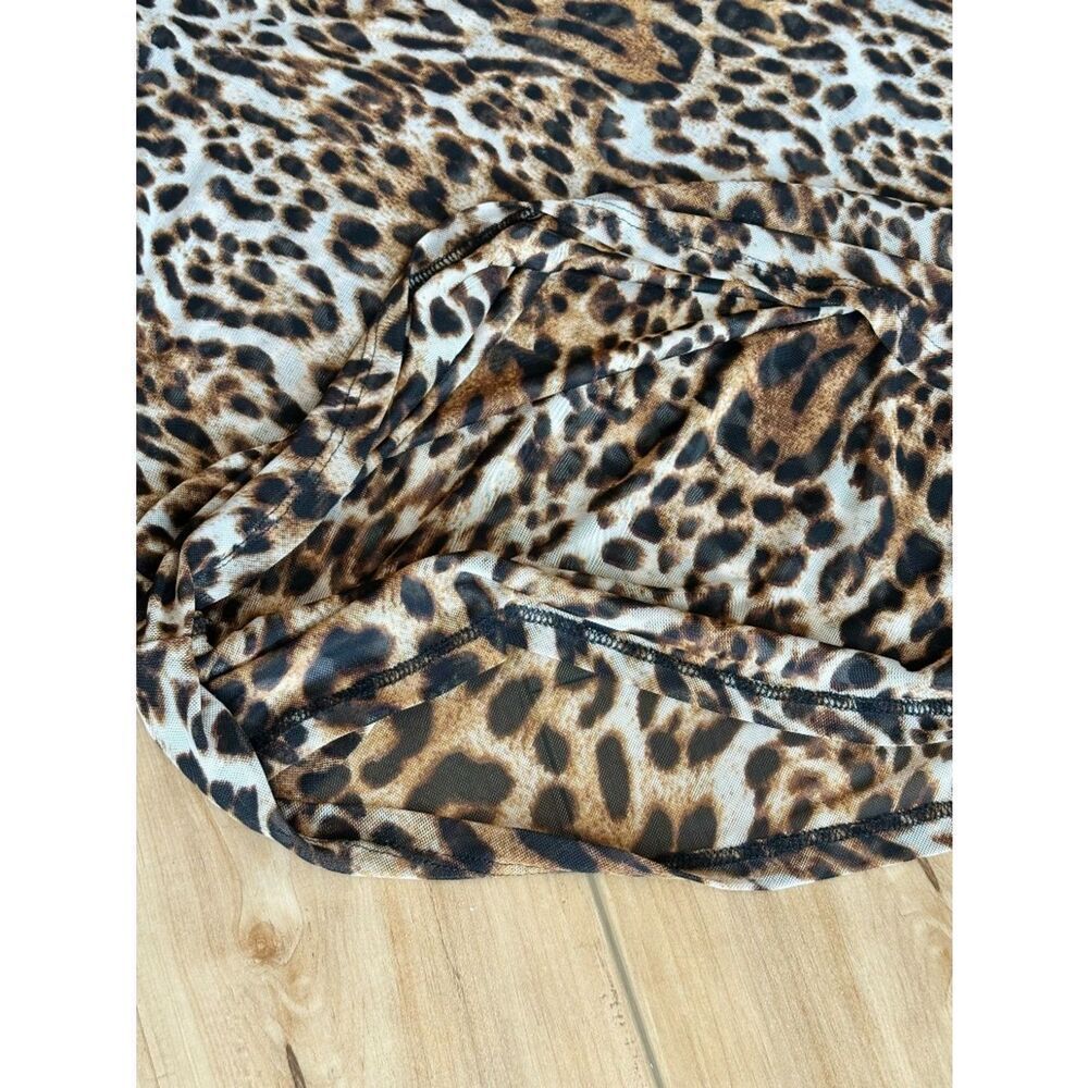 I.N.C. Long Sleeve Sheer Crew Neck Pullover Blouse Top Leopard Print XL - Picture 7 of 11